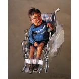 Robert Lenkiewicz  Andrew Adams in wheelchair  1976 Gouache Framed 44cm.; 17½ins by 34cm.; 13½ins