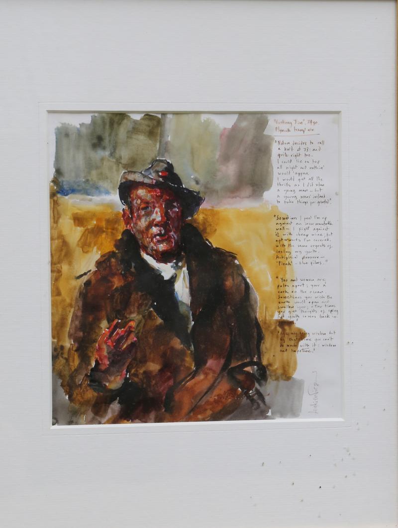 Robert Lenkiewicz  Study of Cockney Jim 1973 Watercolour Framed 28cm.; 11ins by 26cm.; 10¼ins