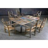 A Table from the Seas Edge by Silas Birtwistle A suite of furniture comprising a table and six