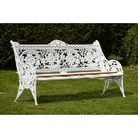 Garden Seat:A Coalbrookdale Horse Chestnut pattern cast iron seat  circa 1870 fully stamped
