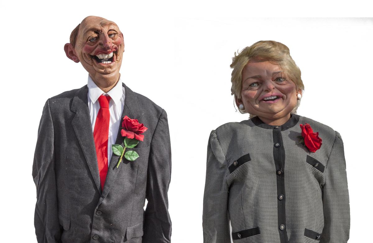 Original Spitting Image Puppet of Neil and Glenys Kinnock  110cm.; 43½ins high by 58cm.; 23ins wide