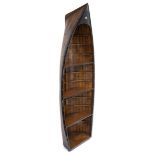 A Bousin’s Gig Boat Book Shelf  crafted in antique pine with brass trims 190cm.; 75ins high by