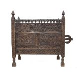 An carved wooden Rajasthan Chest  with secret slide door hardwood 117cm.; 46ins high by 140cm.;