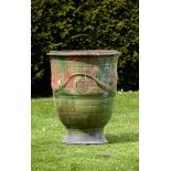 Garden Urn:A glazed earthenware vase d’Anduze  late 19th/early 20th century with maker’s stamp