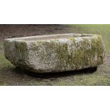 &#134A carved granite rectangular trough  55cm.; 21½ins high by 175cm.; 69ins long by 84cm.; 33ins