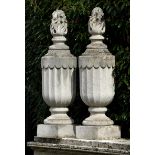 A pair of substantial Edwardian carved Portland stone finials  early 20th century 157cm.; 62ins