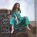 Robert Lenkiewicz  The Painter with Anna (IV) - green dress Number 06/475 84.1cm.; 33ins by 84.1cm.;