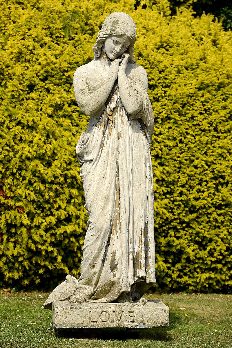 Garden Statue: After Raffaele Monti Ft, 1851: A monumental composition stone figure of a girl