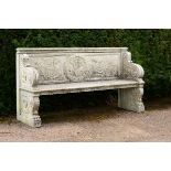 Garden Seat: A carved white marble seatItalian, circa 1900205cm.; 80½ins wideUnusually, despite