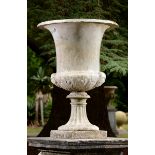 Garden Urn: A pair of carved white marble urnsItalian, 2nd half 19th century107cm.; 42ins high