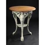 Garden Table: A Gaskill and Chambers Britannia pattern cast iron pub table with mahogany toplate