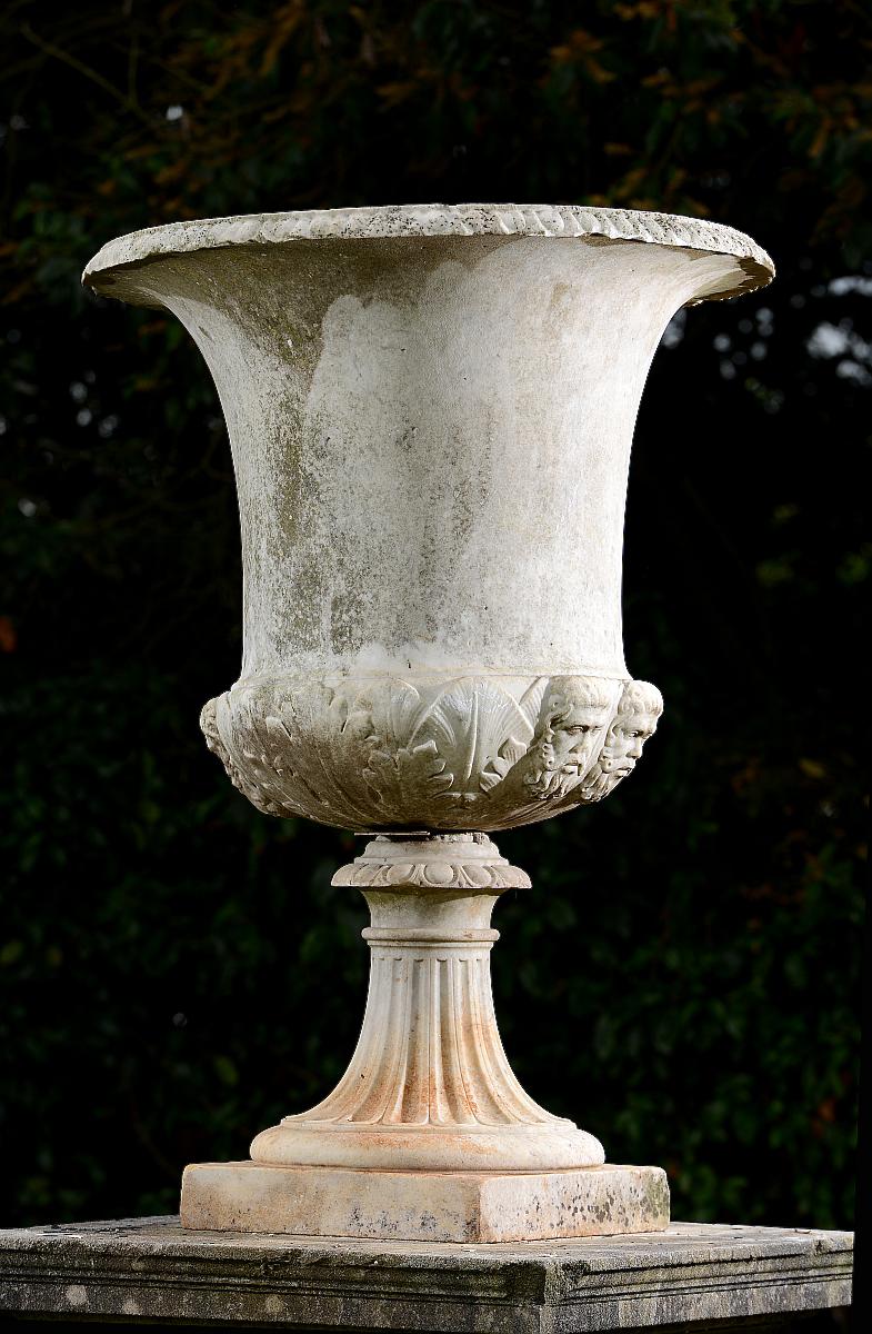 Garden Urn: A pair of carved white marble urnsItalian, 2nd half 19th century107cm.; 42ins high - Image 2 of 2