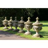 Garden Urn: An impressive set of twelve carved bath stone urnsearly 20th century116cm.; 46ins high