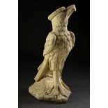 Garden Statue: A pair of rare composition stone Ho Ho birdslate 19th/early 20th centurythe male