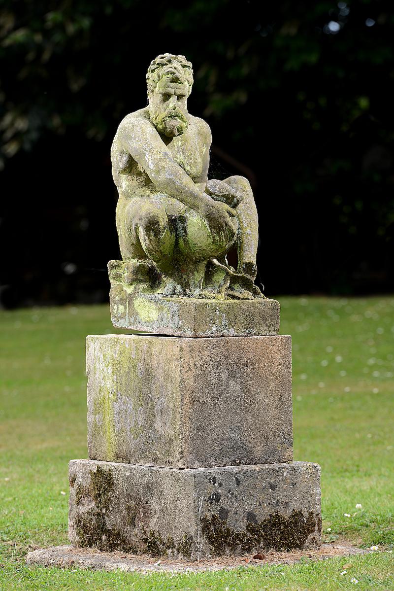 Garden Statue: A pair of carved sandstone figures of a river god and goddessmid 19th centuryon - Image 2 of 2