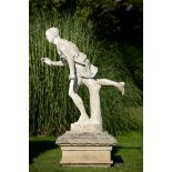 Garden Statue: After the Antique: A cast iron Barbezat foundry figure of Hippomenecirca