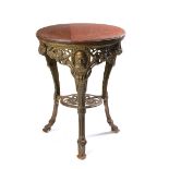 Garden Table: A rare WG Grace cast iron pub tablelate 19th centurywith mahogany top60cm.; 24ins