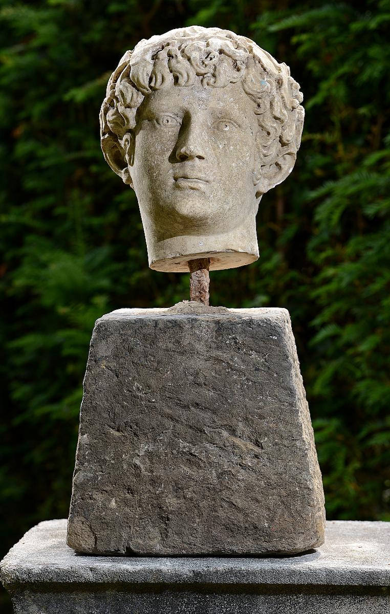 Garden Statue: A carved white marble head17th century or earlier29cm.; 11½ins