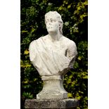 Garden Statue: A carved white marble bust of a manNorthern Italian, 18th century74cm.; 29ins high,