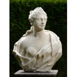 Garden Statue: A carved white marble bust of DianaNorthern European, 18th century79cm.; 31ins high