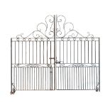 A pair of wrought iron gates  circa 1880 300cm.; 118ins high by 346cm.; 136ins wide