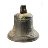 A Victorian bell  mid 19th century 38cm.; 15ins high  Reputedly from Shrewsbury Boy’s School