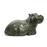 Garden Sculpture: Timothy Rukodzi  Hippopotamus Opal stone Signed 26cm.; 10ins high by 45cm.; 17½ins