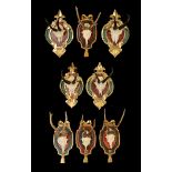 Natural History: A group of eight Chamois and roe Buck and other shield mounted trophies  Recent,