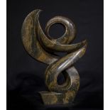 Garden Sculpture: Sylvester Samanyanga  Receiving Blessings Signed 45cm.; 17½ins high by 34cm.; 13½