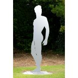 Garden Sculpture: ▲Danu,  born France 1952  Kouros Powder coated heavy gauge steel Signed and