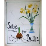 Original artwork for Suttons Bulbs  circa 1925 watercolour study for advertisement 25cm.; 10ins by
