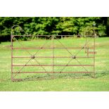 A wrought iron estate gate  mid 19th century 125cm.; 49ins high by 185cm.; 73ins long