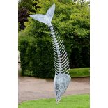 Garden Sculpture: Leigh Dyer  Catch of the Day Galvanised steel 270cm.; 107ins high