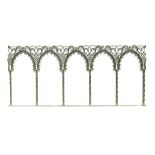 Architectural: A Puginesque Gothic wrought iron screen  mid 19th century comprising five arches