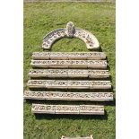 A collection of architectural stoneware elements  circa 1870 including an arch with keystone,
