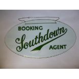 A scarce Southdown buses Booking Agent oval glass sign  circa 1955 bevelled edge,  minor chips,