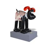 Sculpture: A painted composite Gromit titled Glamit on stand  bearing brass plaque inscribed Gromit