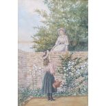 D J Southee  Watering the Garden Signed and dated 1896 Watercolour 23cm by 34cm 9ins by 13½ins  In