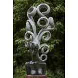 Garden Sculpture: David White  Opal stone Signed 152cm.; 60ins high by 68cm.; 27ins wide by 30cm.;