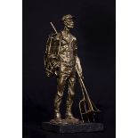 Sculpture: ▲Sean Rice  Fisherman  Bronze Unique 30cm.; 12ins high by 16cm.; 6½ins wide by 13cm.;