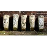 A set of five Ketton stone architectural keystones  circa 1860 each one 51cm.; 20ins high