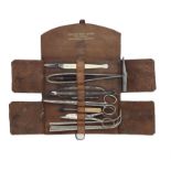 Taxidermy: A very rare set of Rowland Ward taxidermist tools  early 20th century in leather case