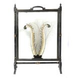 A late Victorian fire scree with a lyre bird tail   late 19th century 109cm.; 43ins high