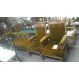 Chaise longue and 2 oak chairs