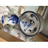 3 early blue and white items