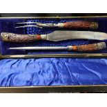 A quality carving set in case