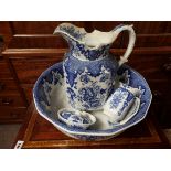 blue and white jug and bowl set