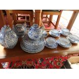 Blue and white oriental coffee set