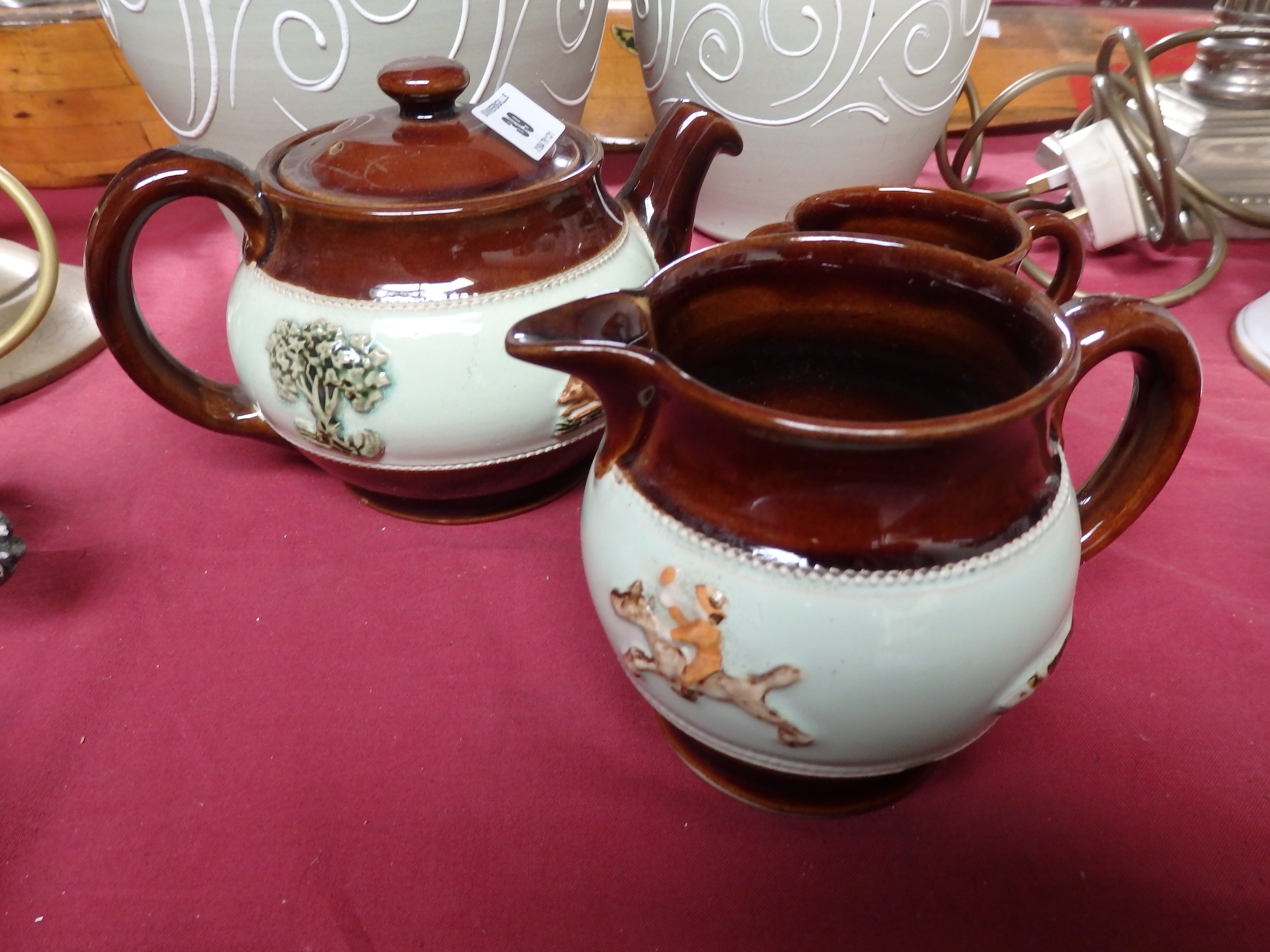 Denby hunting tea pot and 2 jugs