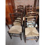 An early set of 8 oak dining chairs